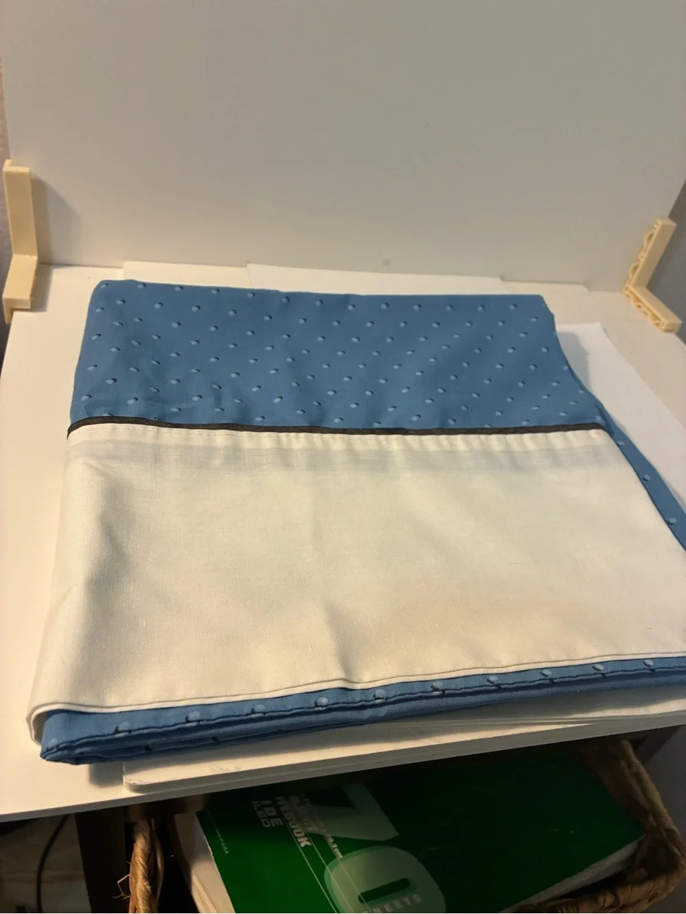 Vintage Fieldcrest Perfection King Percale Pillowcases (2) Blue W! White Border
